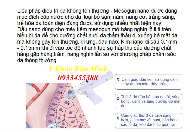 Công nghệ tiêm căng bóng trắng mịn da bằng máy tiêm mesogun kim nano - Y Khoa Kim Minh