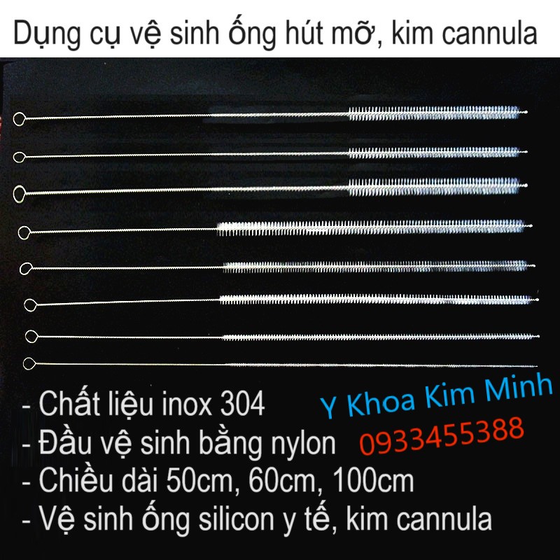 Dụng cụ vệ sinh cây kim cannula hút mỡ, ống silicon y tế