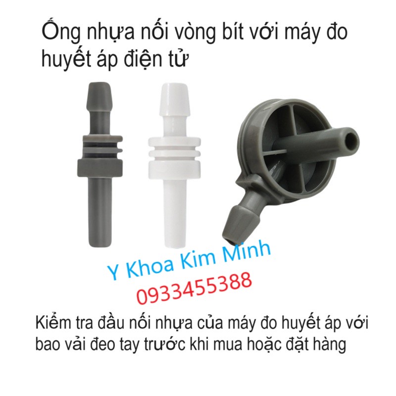 Đầu nối nhựa của máy đo huyết áp với bao vải đeo tay