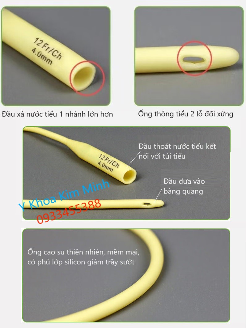 Đặc tính của ống thông tiểu 1 nhánh dùng thông tiểu bàng quang cho nam / nữ