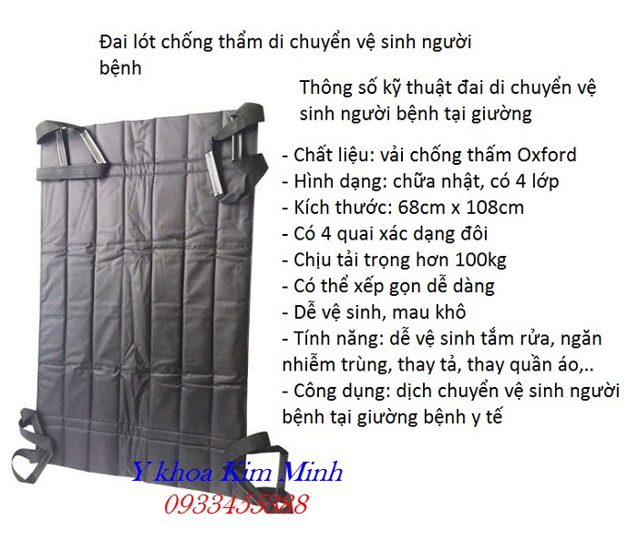 Thông số đai nệm lót hay miếng lót chống thấm di chuyển vệ sinh người bệnh - Y Khoa Kim Minh