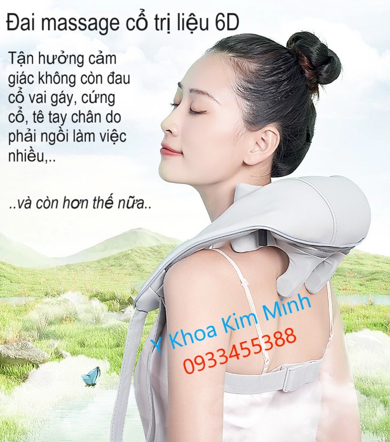 Đai massage cổ trị liệu 6D dùng giảm đau cứng cổ, giảm đau cổ vai gáy công nghệ motor 6 chiều
