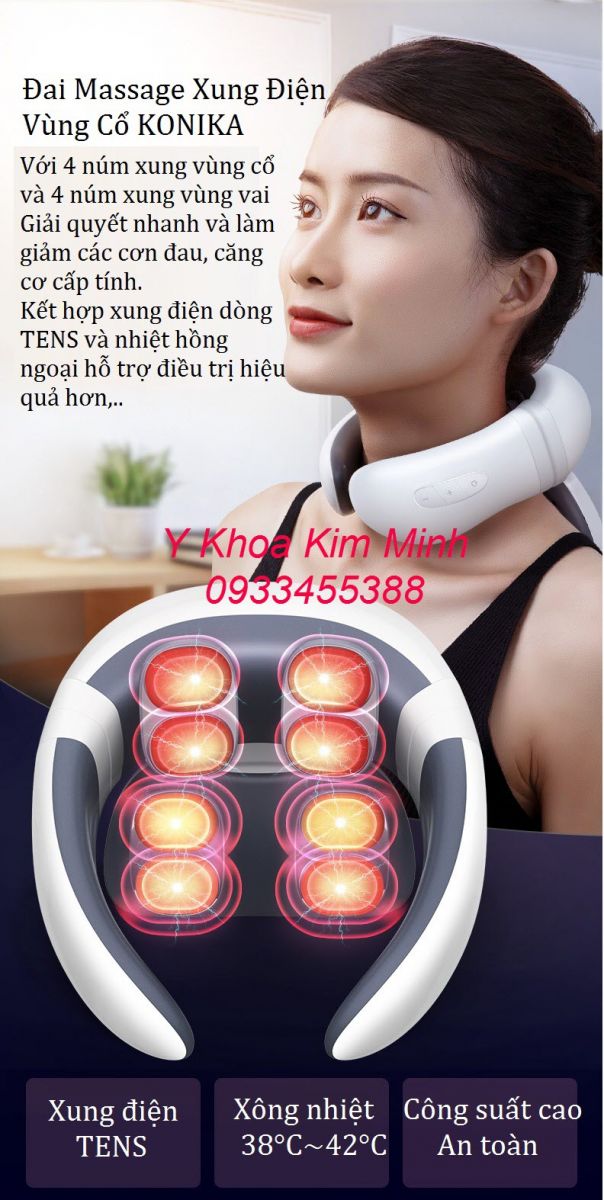 Đai massage vùng cổ 8 núm Konika