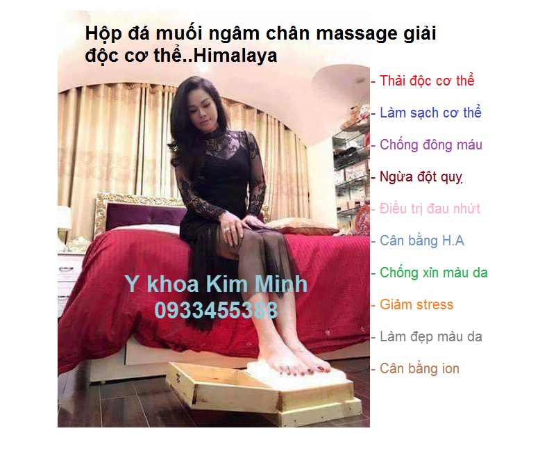 Hộp đá muối ngâm chân có đèn dùng thải độc cơ thể