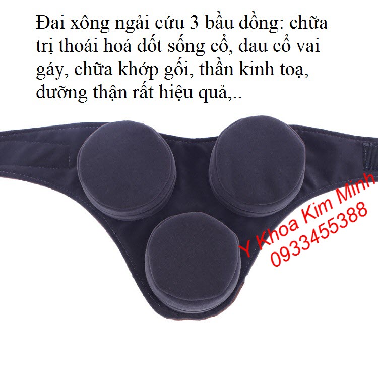 Đai xông ngải cứu 3 bầu đồng hình tam giác chữa thoái hoá đốt sống cổ, thần kinh toạ, thoái hoá đốt sống lưng - Y Khoa Kim Minh