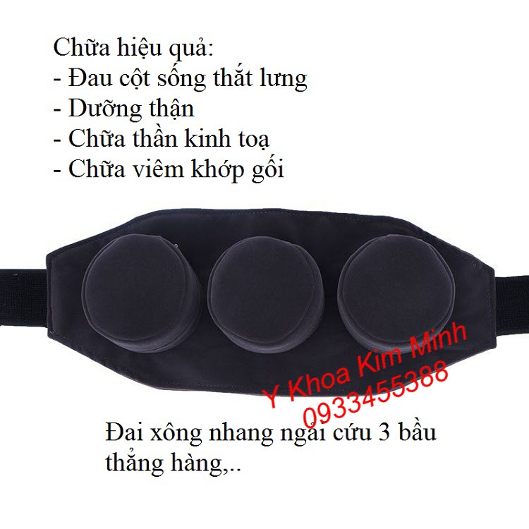 Đai xông ngải cứu 3 bầu đồng thẳng hàng trị thoái vị đĩa đệm thoái hoá cột sống, viêm khớp gối - Y khoa Kim Minh