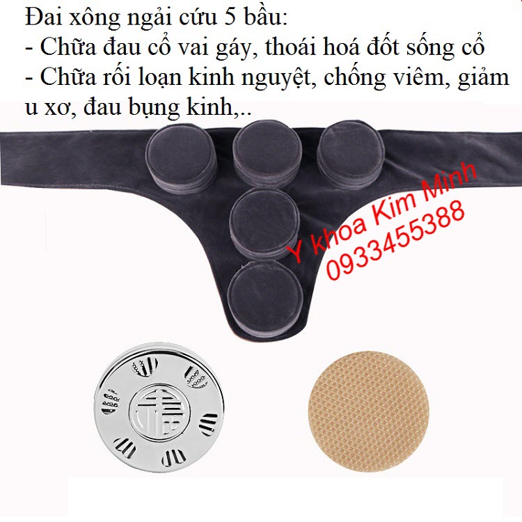 Đai xông ngải cứu dùng 5 bầu đồng chữa rối loạn kinh nguyệt, đau cột sống - Y khoa Kim Minh