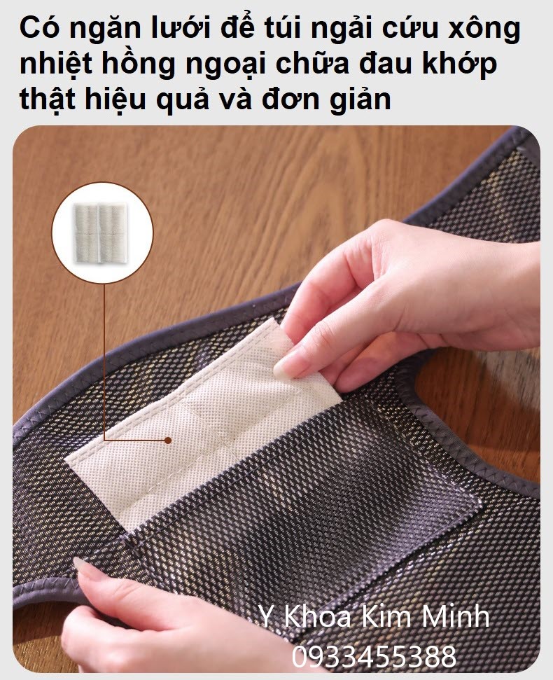 Hình ảnh ngăn lưới chứa túi ngải cứu xông nhiệt hồng ngoại
