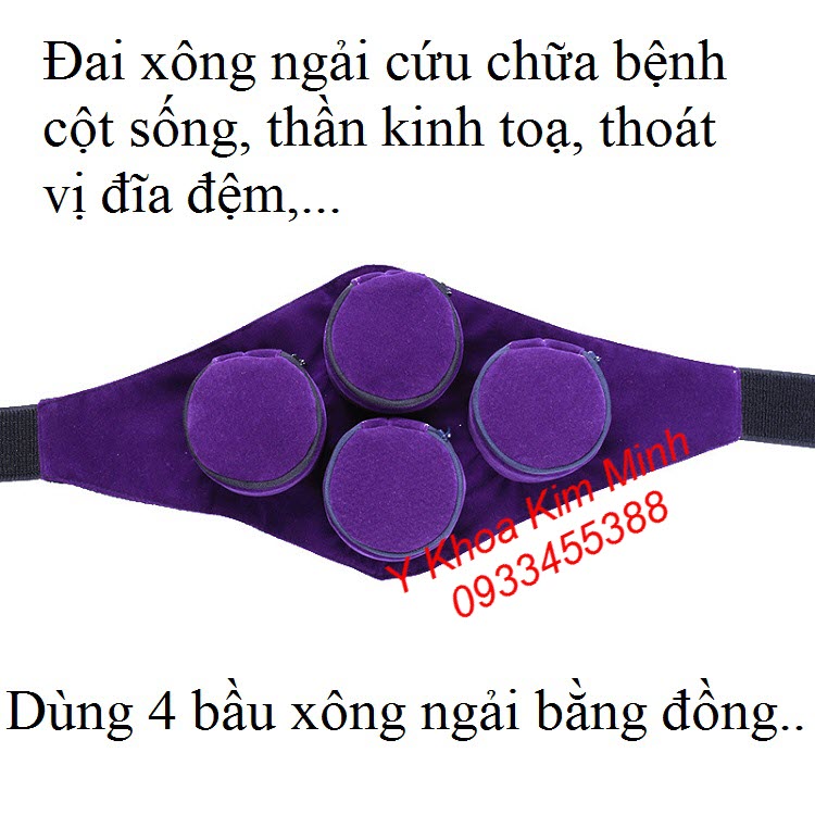 Đai xông nhang ngải cứu 4 cục bầu xông bằng đồng dùng chữa bệnh - Y khoa Kim Minh