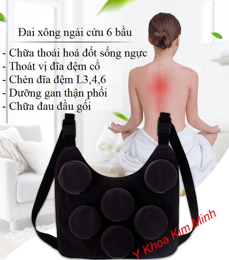 Đai xông nhang ngải cứu 6 bầu chữa chứng xẹp đĩa đệm, lồi đĩa đệm, thoái hoá đốt sống lưng cổ - Y khoa Kim Minh