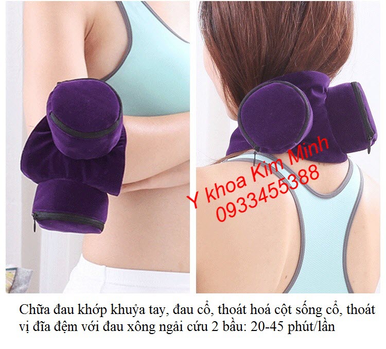 Dùng đai xông ngải cứu 2 bầu đồng chữa thoái hoá cột sống cổ, đau tay, đau cổ vai gáy - Y khoa Kim Minh