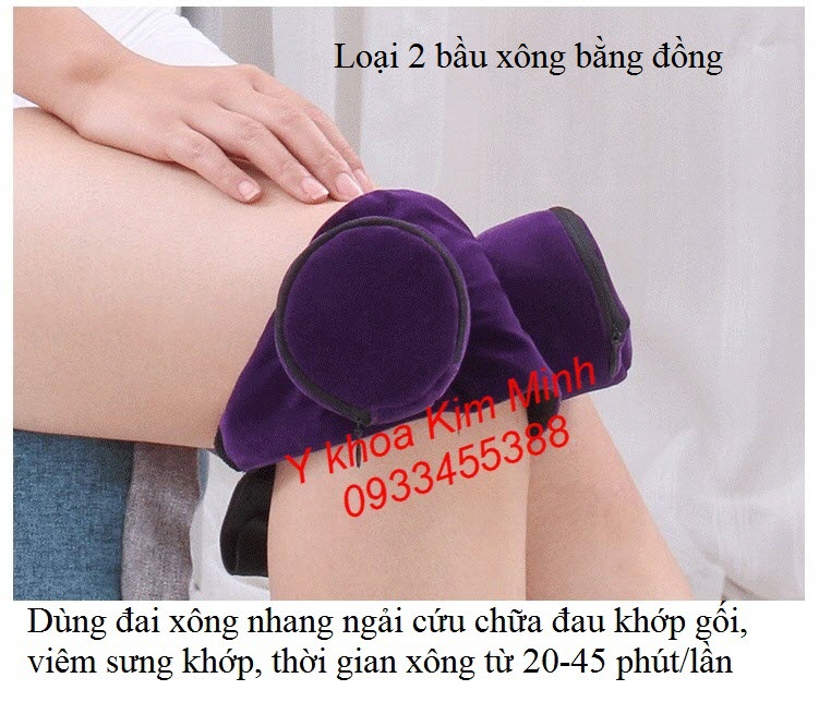 Dùng đai xông ngải cứu 2 bầu đồng chữa đau viêm khớp gối, tụ dịch khớp gối, sưng viêm khớp gối người già - Y khoa Kim Minh