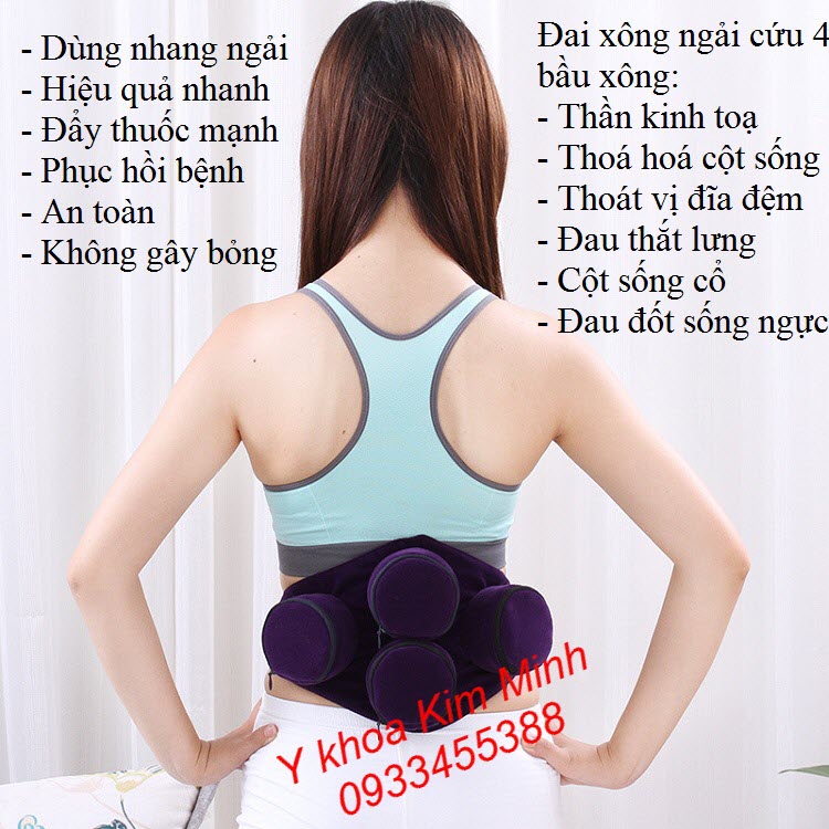 Đai xông nhang ngải cứu chữa bệnh 4 bầu xông bán tại Tp.HCM - Y khoa Kim Minh