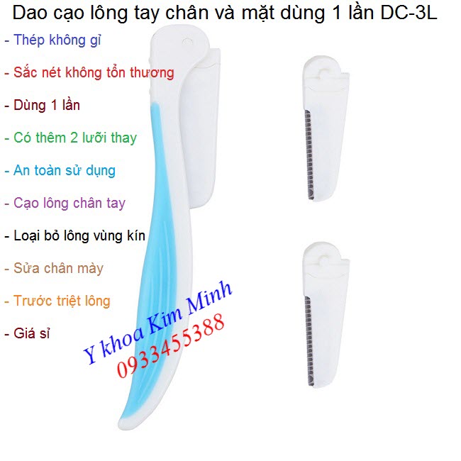 Dao cạo lông dùng 1 lần có 3 lưỡi thay thế DC-3L - Y Khoa Kim Minh 0933455388