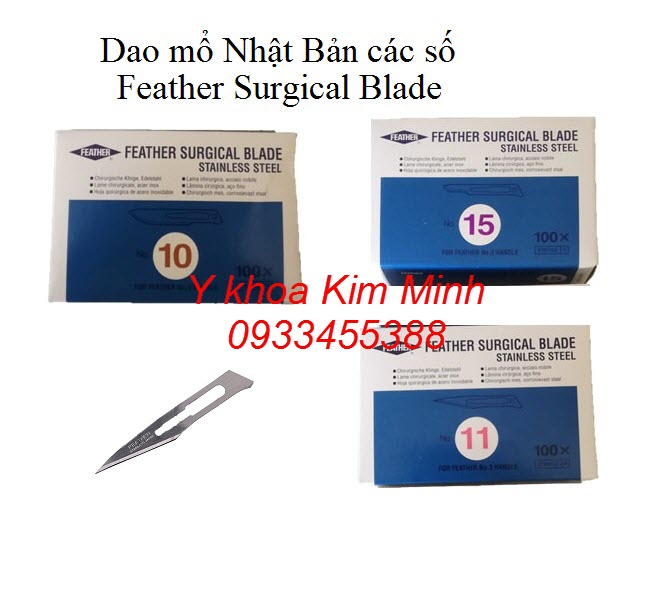 Dao mổ phẫu thuật nhập khẩu Nhật Bản các số dùng cho cán dao số 3, số 4 - Y khoa Kim Minh