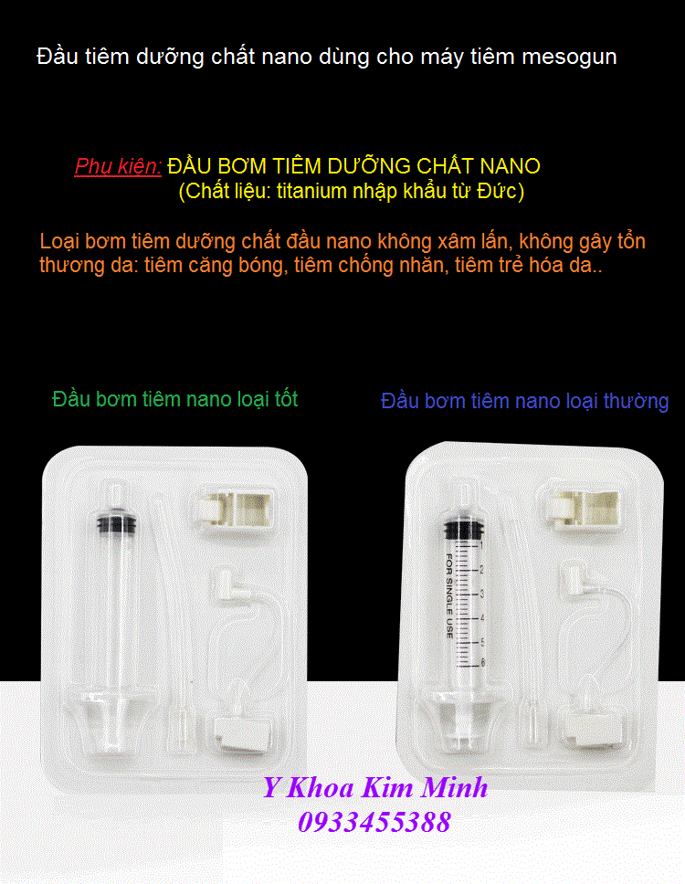 Đầu bơm tiêm nano may mesogun ban tai Y khoa Kim Minh 0933455388