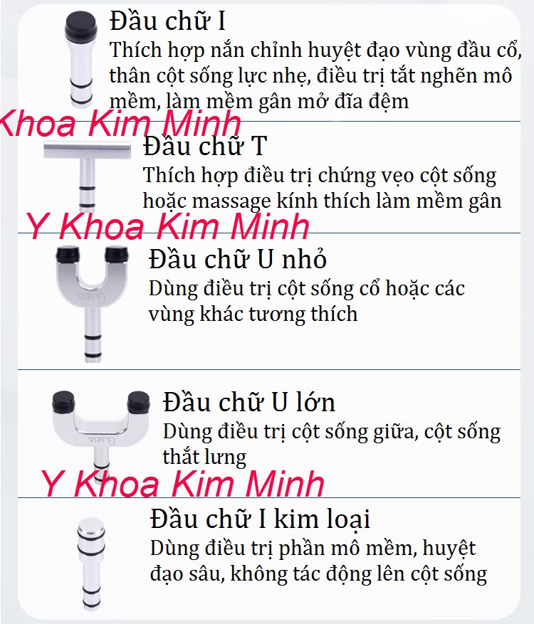 5 đầu điều trị của súng nắn chỉnh côt sống HL-008