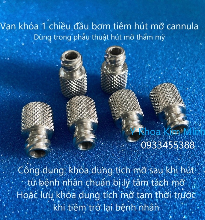Đầu van khóa 1 chiều bơm tiêm cannula hút mỡ body dùng trong phẫu thuật thẩm mỹ giảm béo