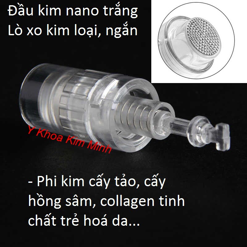 Đầu nano trắng, lò xo kim loại ngắn Đầu kim nano trắng máy Dr Pen dùng phi kim cấy tảo xoắn hồng sâm