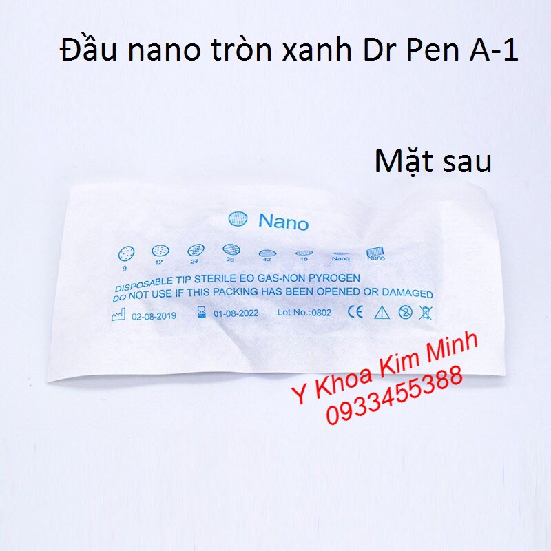 Đầu nano tròn xanh Dr Pen nhìn mặt sau Đầu nano tròn Dr Pen chính hãng, nhìn mặt sau