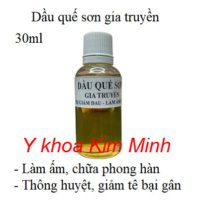 Dầu quế sơn gia truyền 30ml giải phong, làm nóng, giảm tê bại, thông kinh lạc, giảm bế huyệt đạo - Y khoa Kim Minh