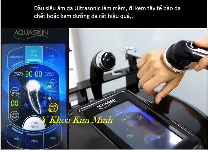 Dau sieu am di kem tay te bao da chet, day duong chat cong nghe Ultrasonic may Aqua Skin - Y khoa Kim Minh