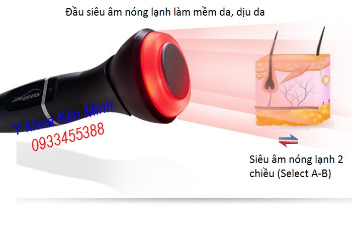 Đầu siêu âm nóng lạnh làm mềm da có đèn bio led sinh học kích thích tuần hoàn máu máy AquaSkin Smart - Y khoa Kim Minh