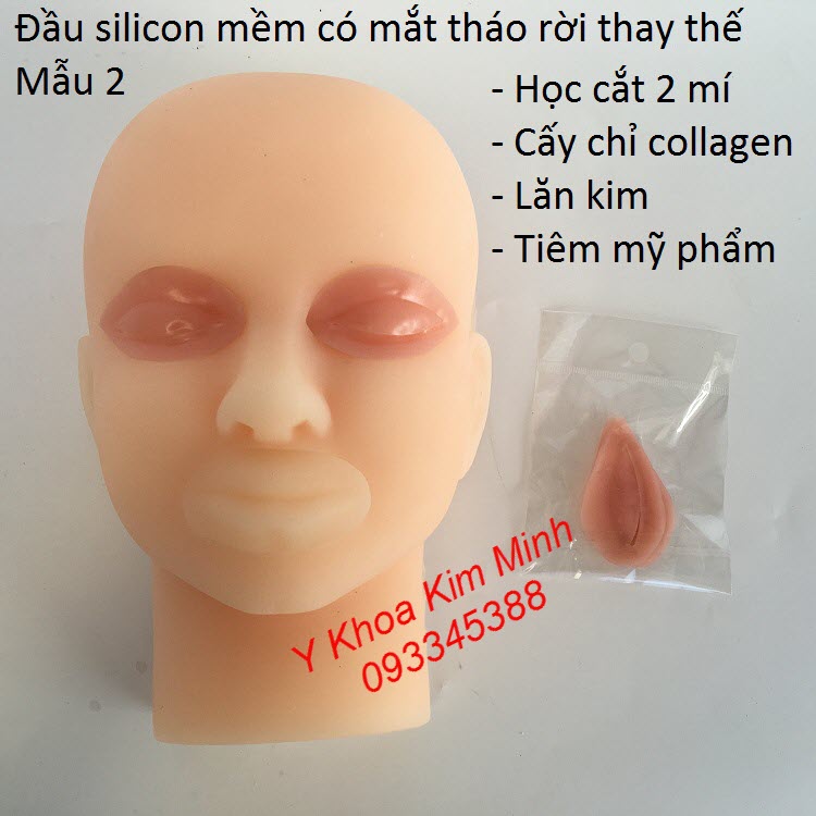 Đầu silicon mẫu 2 dùng học phẫu thuật mắt 2 mí, tiêm filler, nâng cơ bẳng chỉ collagen - Y khoa Kim Minh