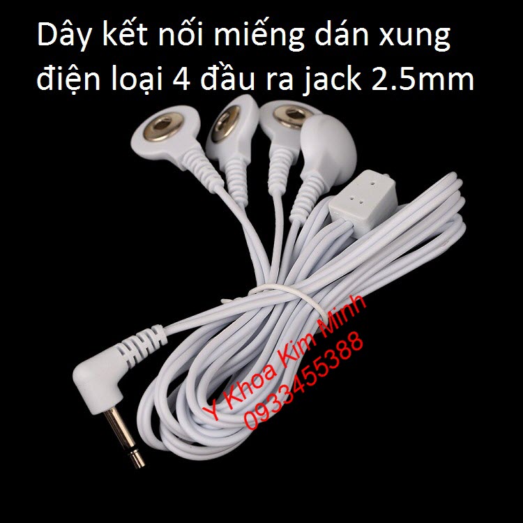 Dây kết nối máy xung điện với 4 miếng dáng jack cắm 2.5mm