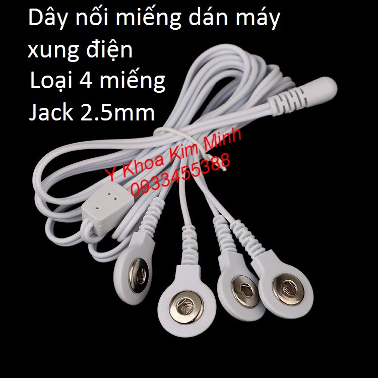 Dây nối miếng dán máy xung điện dòng TENS, máy xung điện điều trị giảm đau 4 miếng dán