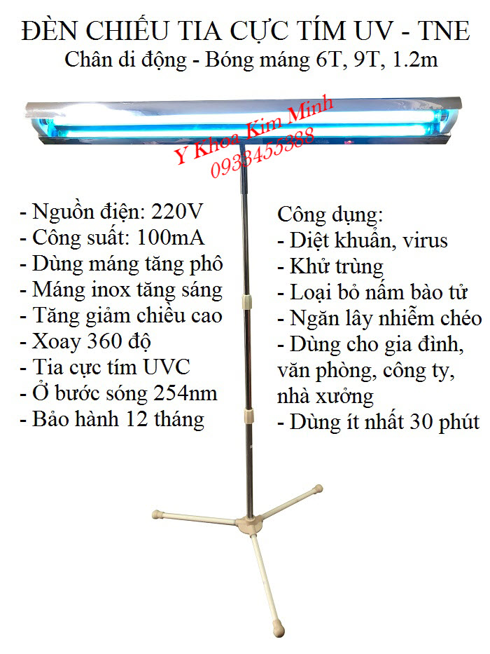 Đèn UV bóng máng chân di động dùng tia cực tím UVC của Thành Nhân TNE - Y Khoa Kim Minh