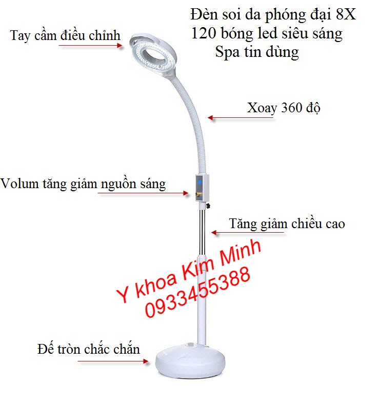 Hình ảnh thực tế đèn lup led soi da 120 bóng có volum tăng giảm nguồn sáng - Y Khoa Kim Minh