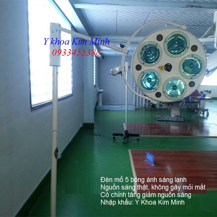 Đèn mổ phẫu thuật 5 bóng ánh sáng lạnh chân di động - Y khoa Kim Minh 0933455388