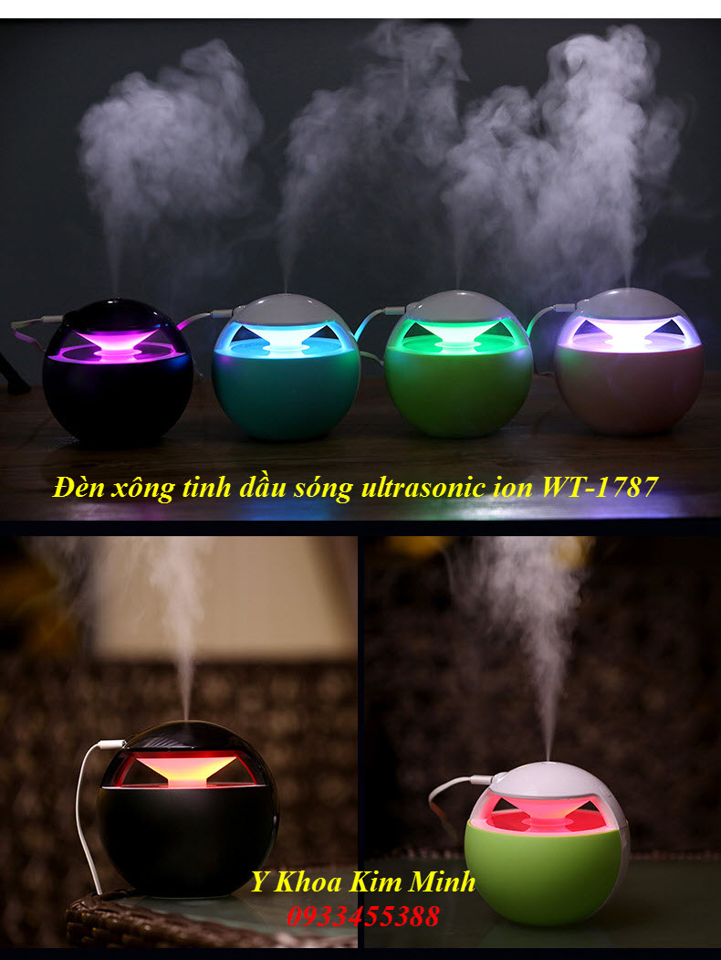 Đèn xông tinh dầu thiên nhiên sóng siêu âm đèn Led 7 màu WT-1787 - Y khoa Kim Minh 0933455388