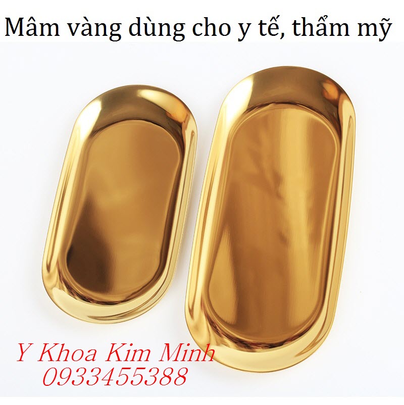Khay inox vàng dùng đựng pen kéo tiểu phãu thẩm mỹ y tế