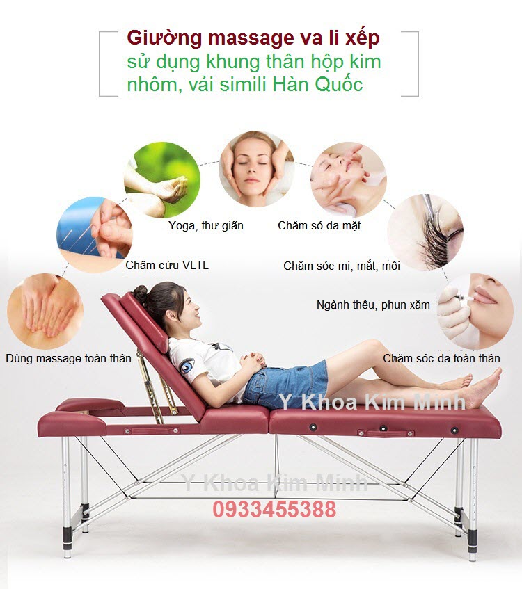Dia chi cung cap ban giuong massage di dong khung than nhom co nang dau - Y khoa Kim Minh