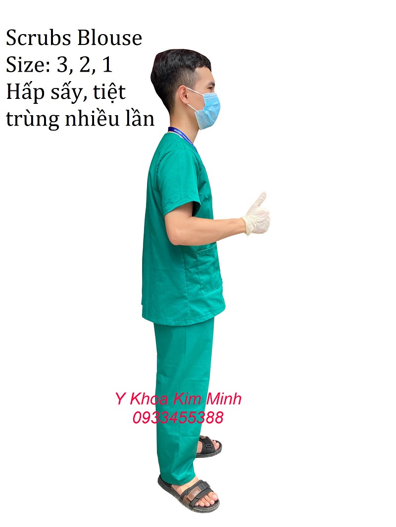 Đồ đồng phục xanh lá scrubs dùng cho nhân viên y tế bán giá sỉ tại Y Khoa Kim Minh