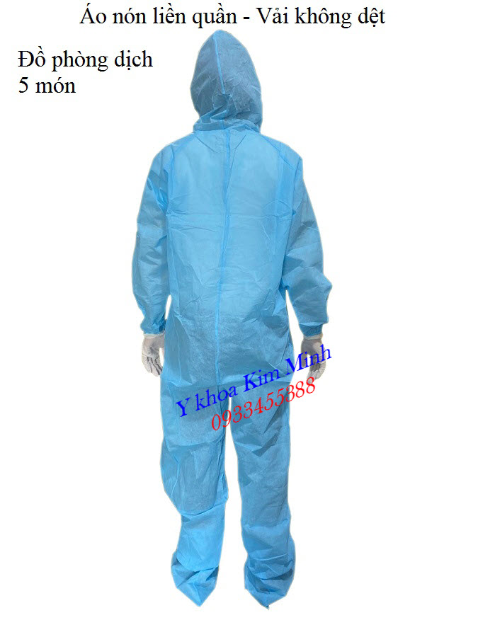 Đồ phòng dịch áo liền quần 5 món: áo-nón liền quần, giầy, khẩu trang, găng tay - Y khoa Kim Minh