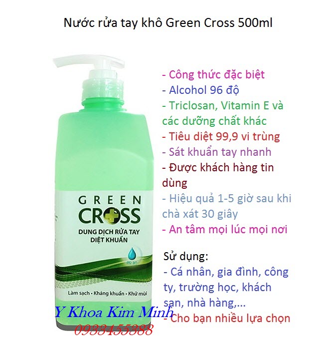 Công dụng của nước rửa tay khô Green Gross 500ml - Y Khoa Kim Minh