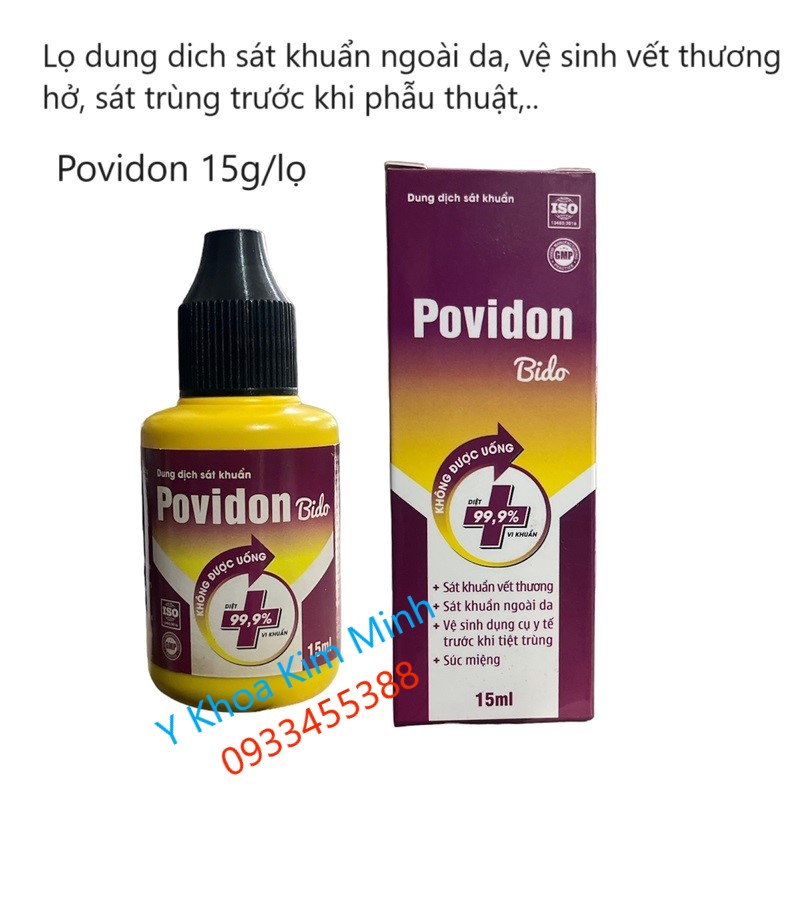 Dung dịch sát khuẩn ngoài da Povidon chai 15g bán ở Y Khoa Kim Minh