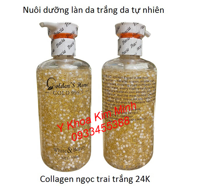 Dưỡng trắng da bằng tinh chất collagen ngọc trai trắng 24K dùng cho spa