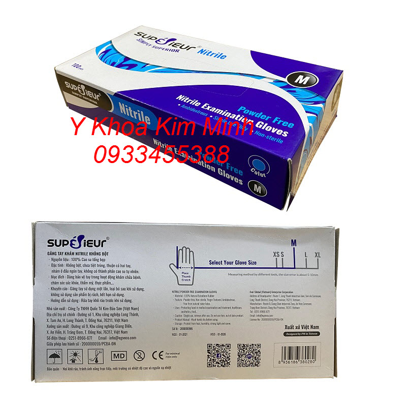 Găng tay y tế không bôt xanh dương Superiror