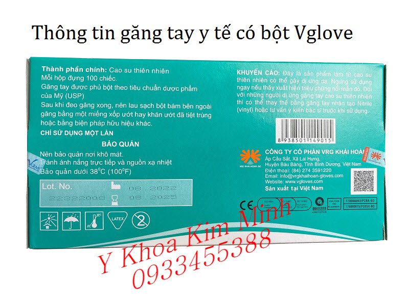 Thông tin kỹ thuật găng tay y tế nhám Vglove