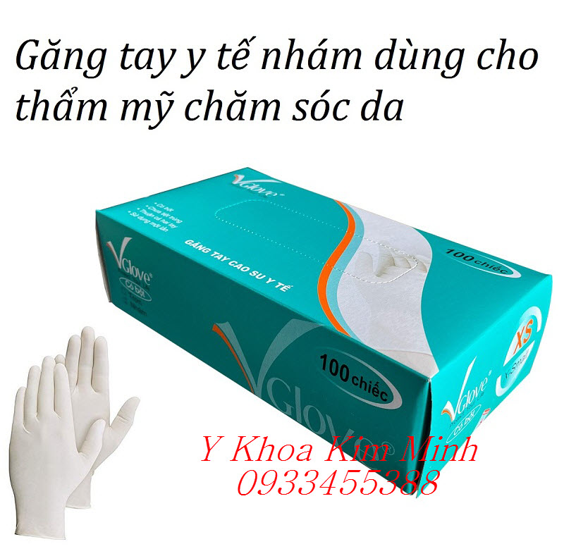 Găng tay nhám có bôt Vglove dùng cho y tế thẩm mỹ chăm sóc da