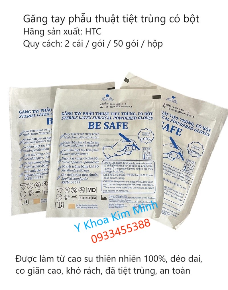 Găng tay phẫu thuật y tế đã tiệt trùng 2 cái / gói/ 50 gói / hộp bán giá sỉ