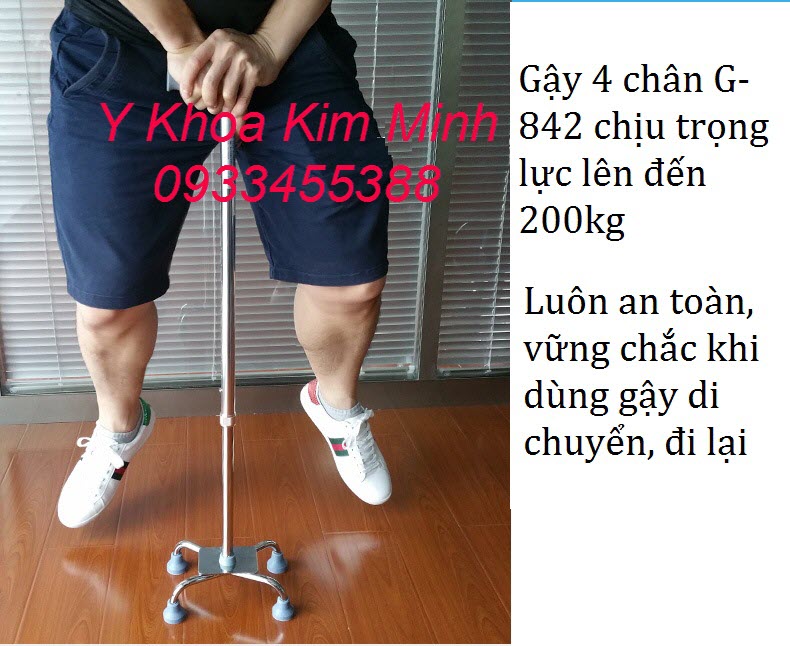 Gậy 4 chân G-842 chịu trọng lượng nặng lên đến 200kg Gậy y tế 4 chân G0842 đang bán tại Tp,HCM