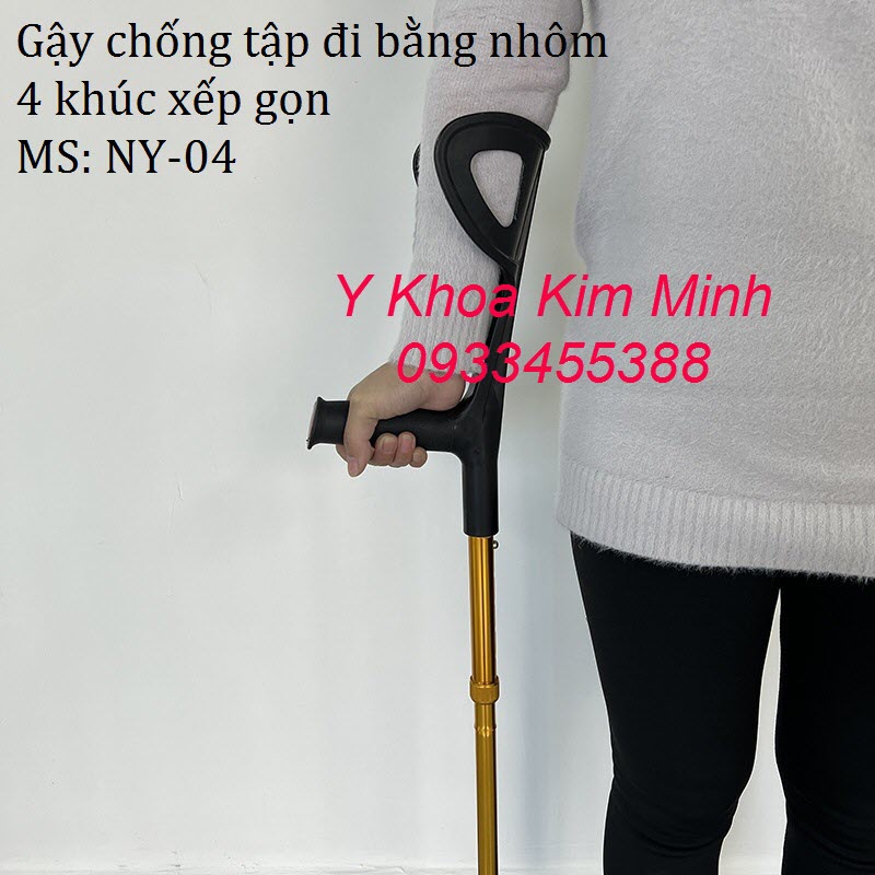 Nạng tập đi dùng cho người bệnh xếp gọn 4 khúc NY-04