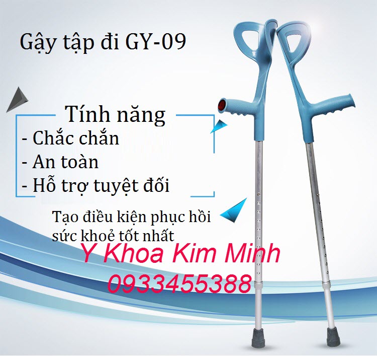 Gậy chống tập đi cho người bệnh GY-09 có khung máng tì tay