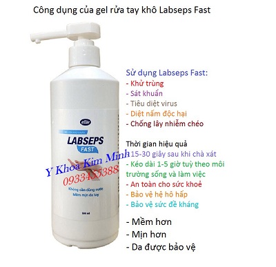 Gel Labsep Fast dùng rửa tay sát khuẩn chống lây nhiễm virus - Y Khoa Kim Minh Gel sát khuẩn tay nhanh Labseps Fast 500ml - Y Khoa Kim Minh