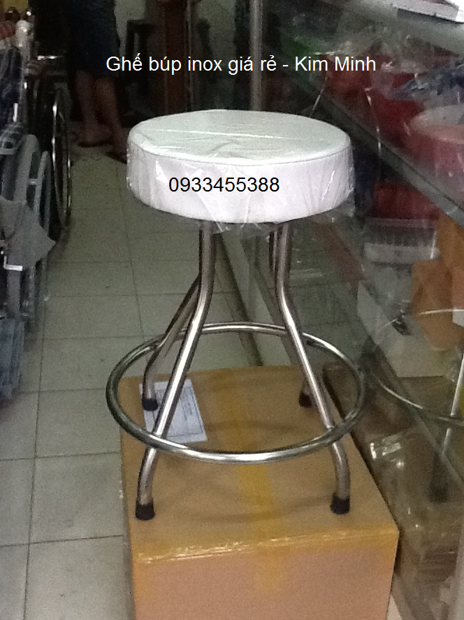 Ghe bup inox khong banh xe dung cho nhan vien massage ngoi - Y Khoa Kim Minh